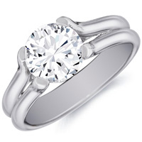 Zoe Diamond Solitaire with Fused Double Band by Eternity (.04 ctw.)