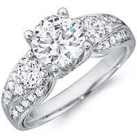 Lourdes round-cut diamond ring with diamond accents and diamond band by Eternity (1.02 ctw.)