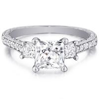 Lola Triple Princess-Cut Diamond Ring with Diamond Band by Eternity