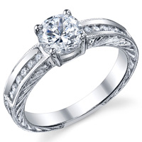 Mary Channel Set Diamond Ring With Scroll Work