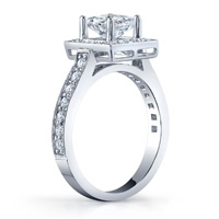 Celine Princes Cut Diamond Halo Ring With Milgrain