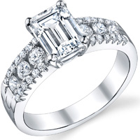 Three Row Emerald Engagement Ring