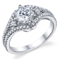 Three Stone Engagement With Split Shank Ring