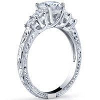 Five Stone Engagement Ring With Scroll Work