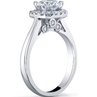 Halo Ring With Plain Band and Surprise Diamonds