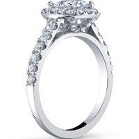 Cathedral Halo Ring With Diamond Studded Basket