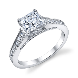 Princess cut diamond engagement rings cathedral setting girls