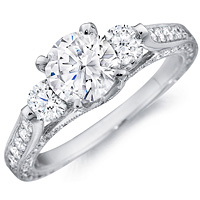 Keira round-cut diamond ring with round diamond accents and diamond band by Eternity (1.14 ctw.)