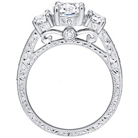 Victoria diamond ring with diamond accents and etched band by Eternity (.55 ctw.)