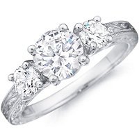 Victoria diamond ring with diamond accents and etched band by Eternity (.55 ctw.)