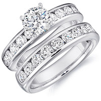 Sage Channel Set Engagement Ring and Band Set by Eternity (1.00 ctw.)