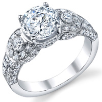 Marian Three Stone Halo Circlet Ring