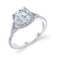 Inez Diamond Halo Ring With Split Shank