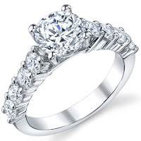 Shared Prong Cathedral Diamond Ring