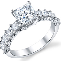 Princess Cut Shared Prong Ring With Open Gallery