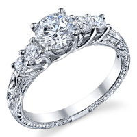 Five Stone Engagement Ring With Scroll Work