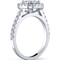 Cathedral Cushion Cut Diamond Halo Ring